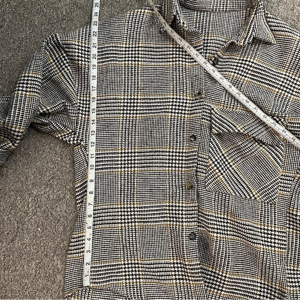 SHEIN Heavyweight Casual Preppy Plaid Button Down Flannel Shirt Top One Size - Picture 9 of 10